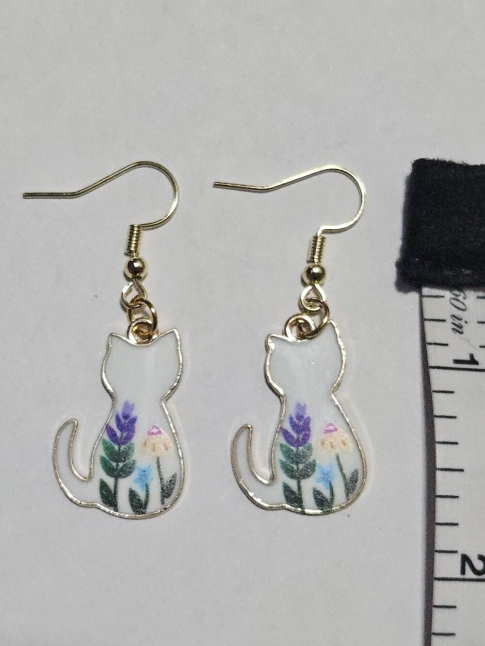 Handmade Cat Earrings- Spring Floral